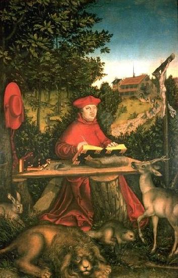 Lucas  Cranach Cranach lucas der aeltere kardinal albrecht von brandenburg. Germany oil painting art